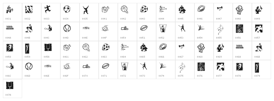 KR Sports Dings Character Map