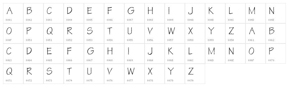 KR Star Letters Character Map