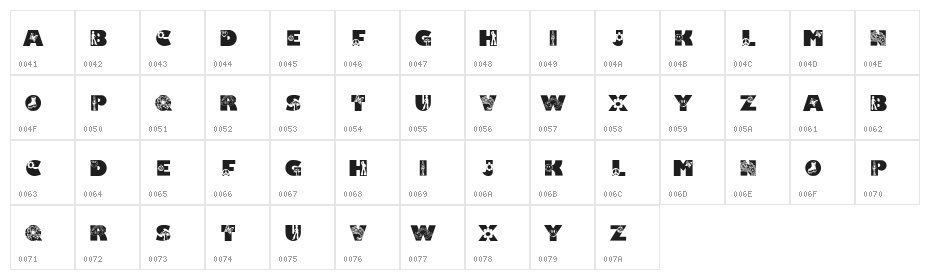 KR Super 70's Character Map