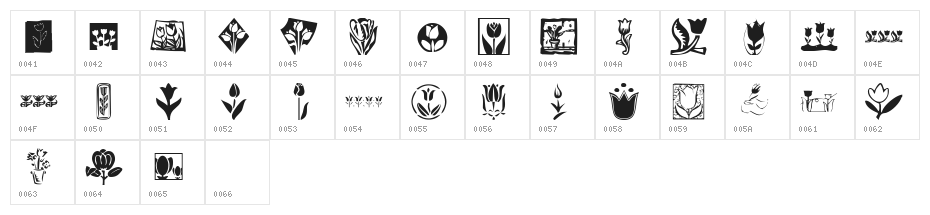 KR Tulips Character Map