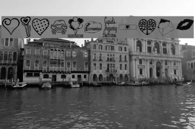 KR Valentine Dings Font examples