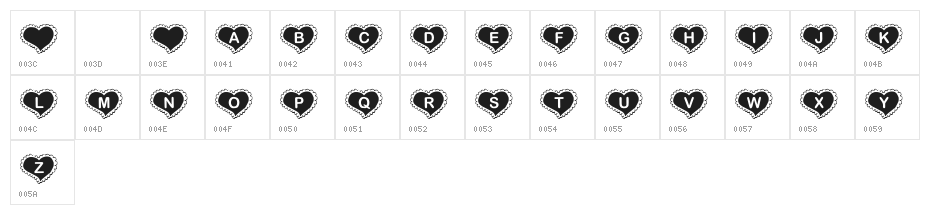 KR Valentine Heart Character Map
