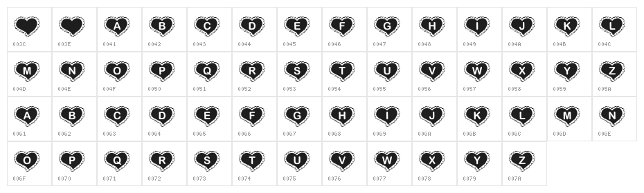 KR Valentine Heart Character Map