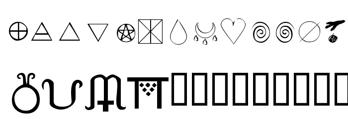 KR Wiccan Symbols Font LOWERCASE