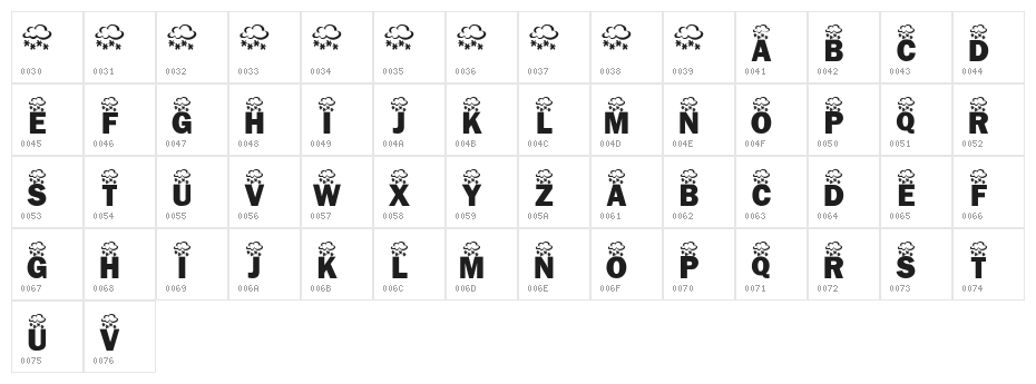 KR Wintry Mix Character Map