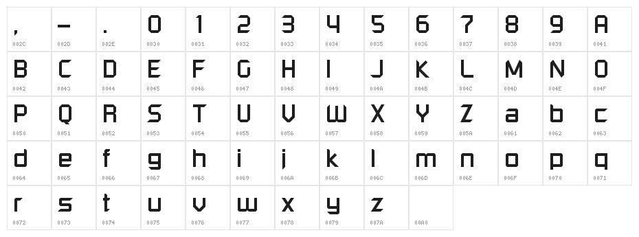 KRO Lettertype 1981 Character Map