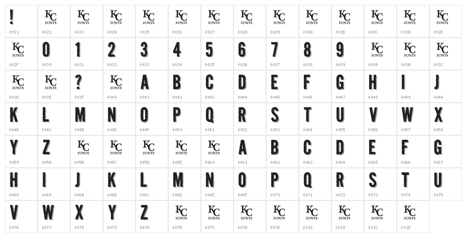Kraft Nine Character Map