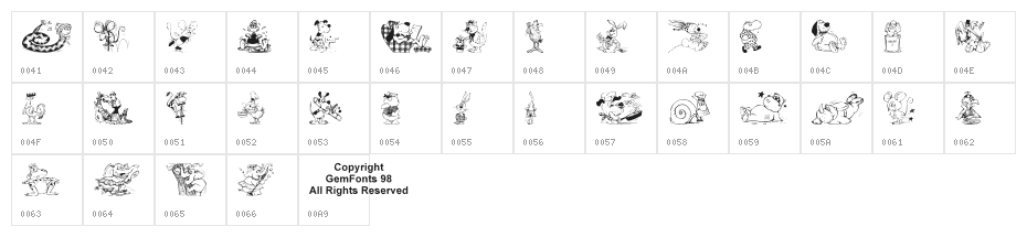 Krazy Kritters Character Map
