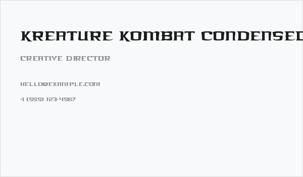 Kreature Kombat Condensed Business Card
