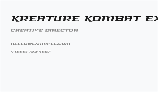 Kreature Kombat Expanded Italic Business Card