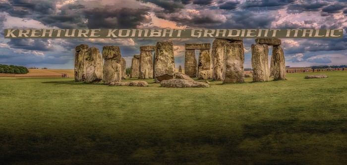 Kreature Kombat Gradient Italic Font examples