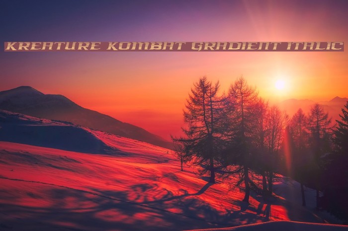 Kreature Kombat Gradient Italic Font examples