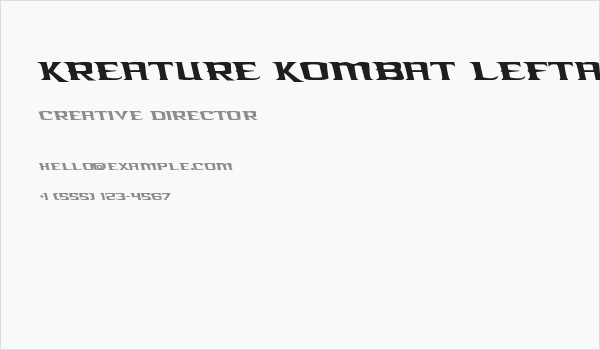 Kreature Kombat Leftalic Business Card