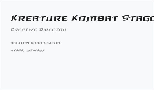 Kreature Kombat Staggered Rotalic Business Card
