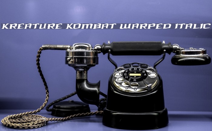 Kreature Kombat Warped Italic Font examples