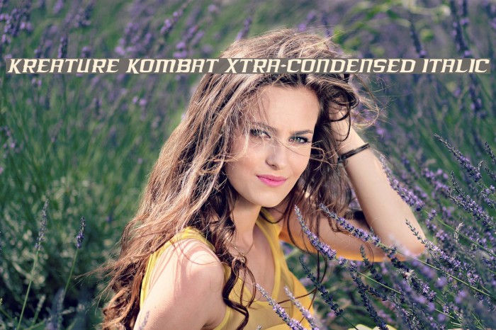 Kreature Kombat Xtra-Condensed Italic Font examples