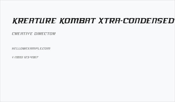 Kreature Kombat Xtra-Condensed Italic Business Card