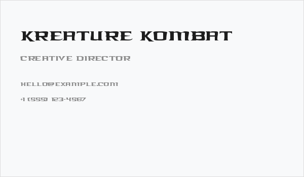 Kreature Kombat Business Card