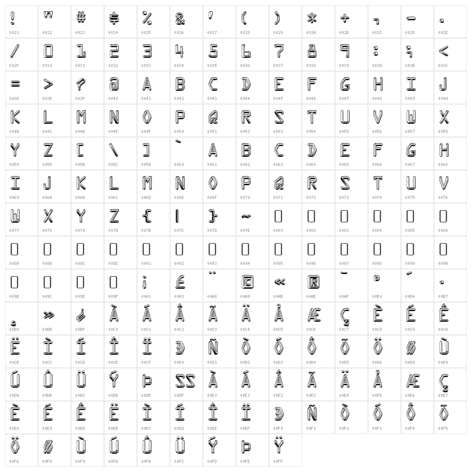 Kredit-Regular Character Map