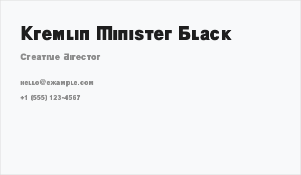 Kremlin Minister Black Business Card