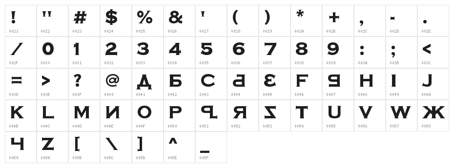 Kremlin Samovar Extra Bold Character Map