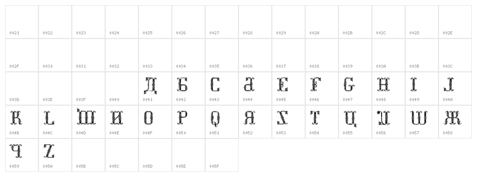 Kremlin Synod [Display Caps] Character Map