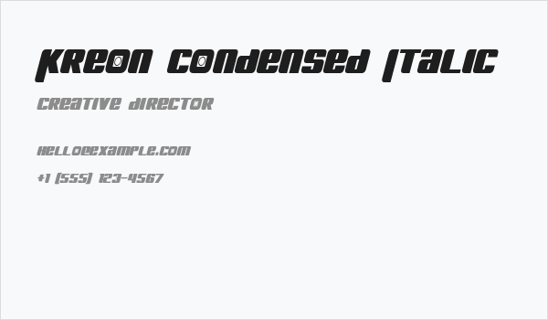 Kreon Condensed Italic Business Card