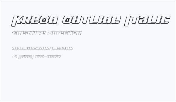 Kreon Outline Italic Business Card