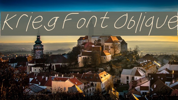 Krieg Font Oblique Font examples