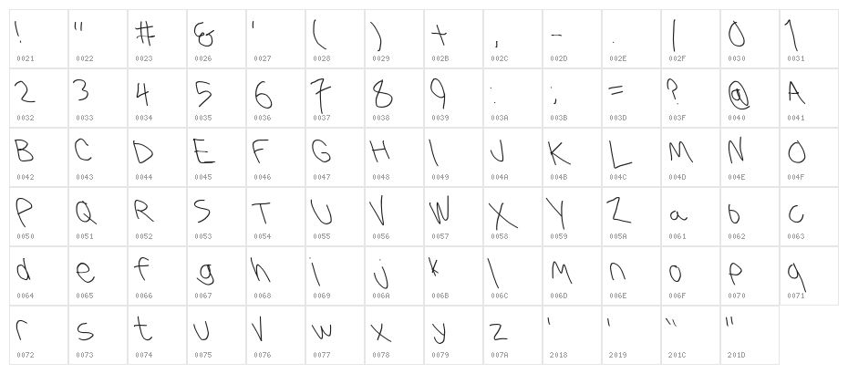 Krieg Font Opposite Oblique Character Map
