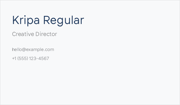 Kripa Regular Business Card