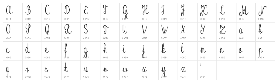 Kristaly Character Map