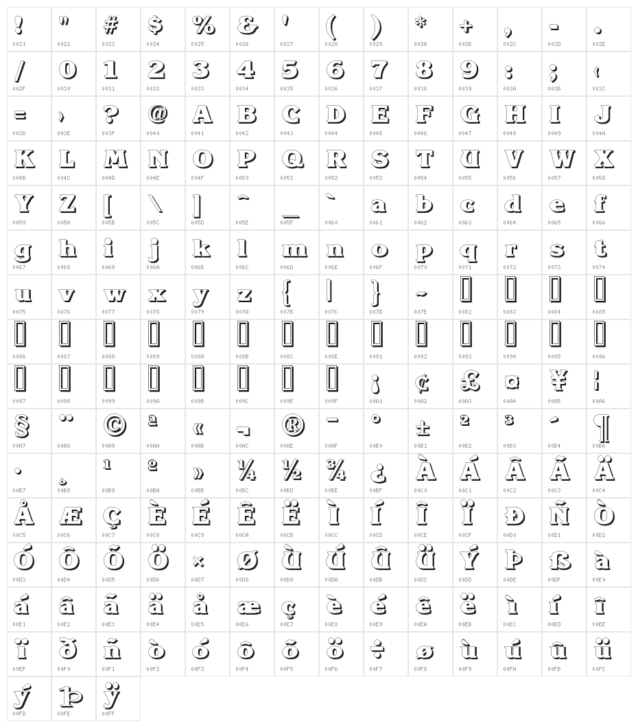 Krone Shadow Character Map
