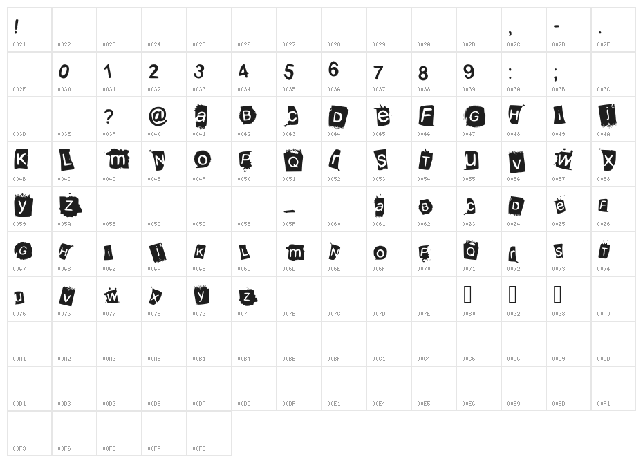 KrooKed Character Map