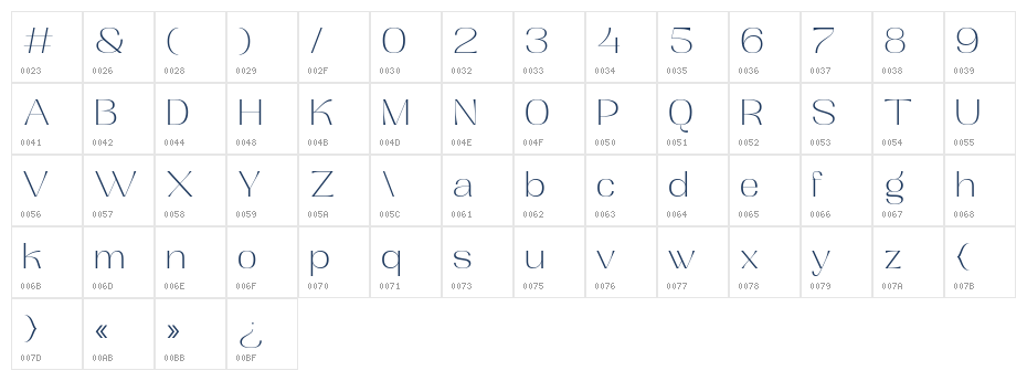 Krosta-Demo Character Map