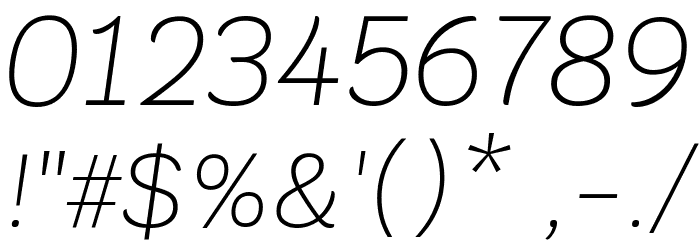Krub ExtraLight Italic Font OTHER CHARS