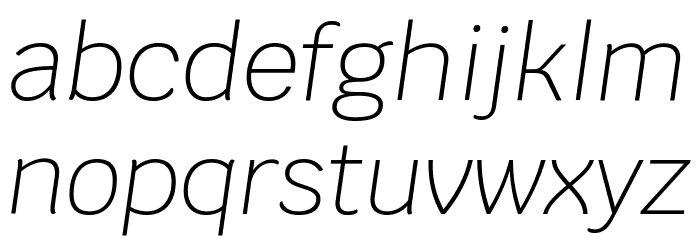 Krub ExtraLight Italic Font LOWERCASE