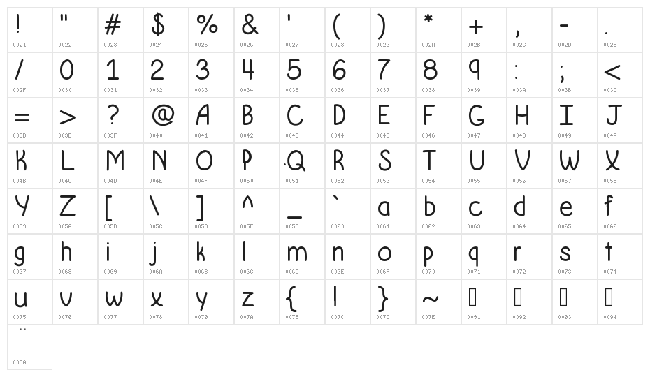 KrumkakeBold Character Map