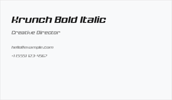 Krunch Bold Italic Business Card