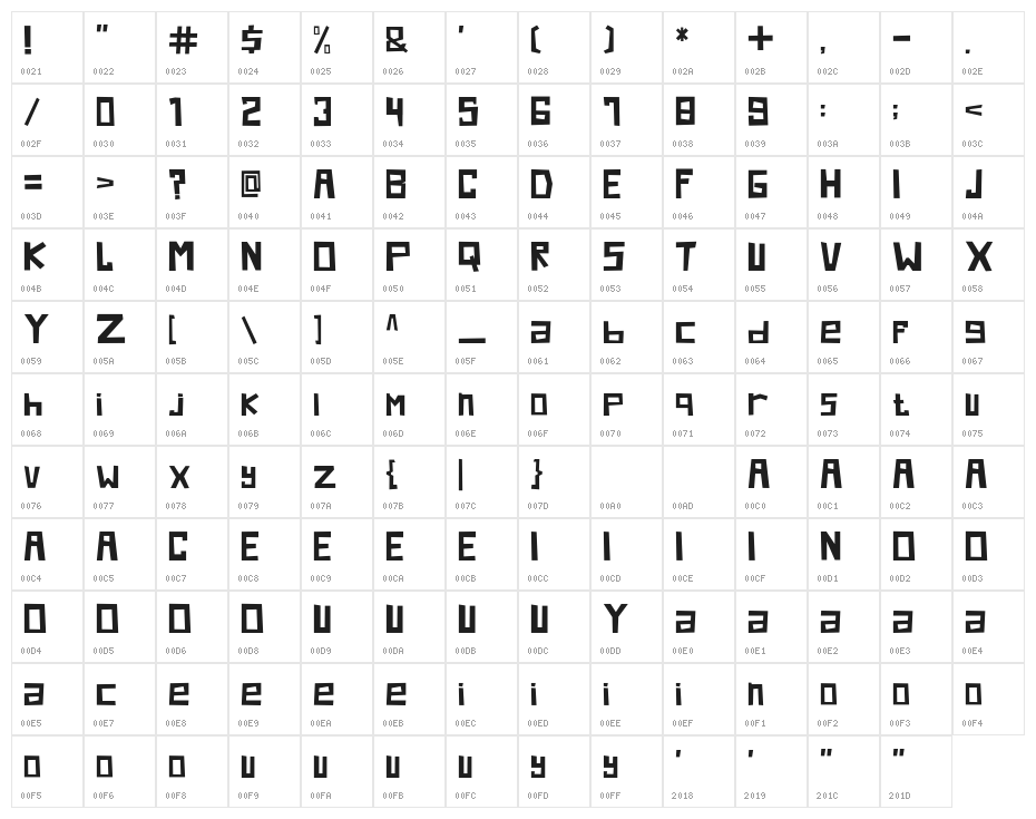 KrunchRegular Character Map