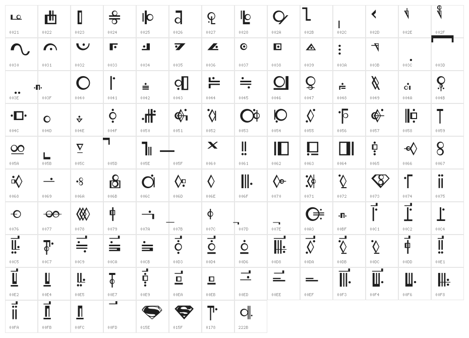 Kryptonian 7 Character Map