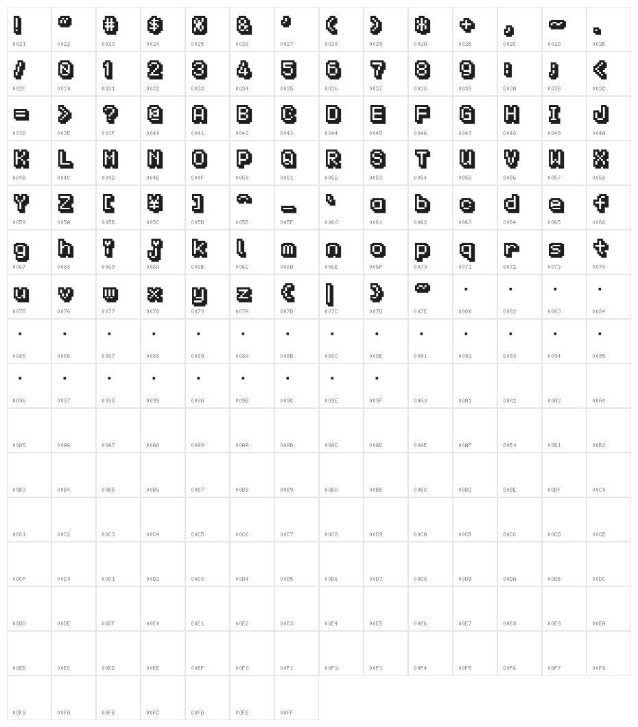 KS-PetitHeartOutline10_3 Character Map