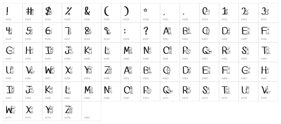 Ks Puppy Party Regular Character Map
