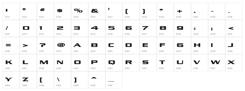 Kubra_Bold Character Map
