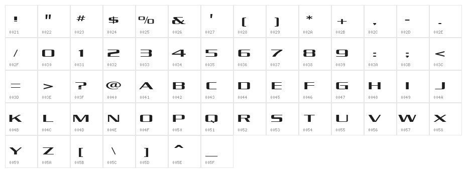 Kubra_Condensed Character Map