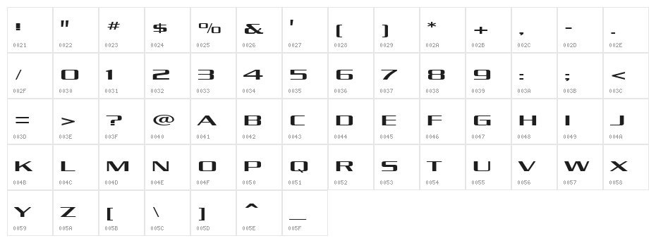 Kubra_medium Character Map