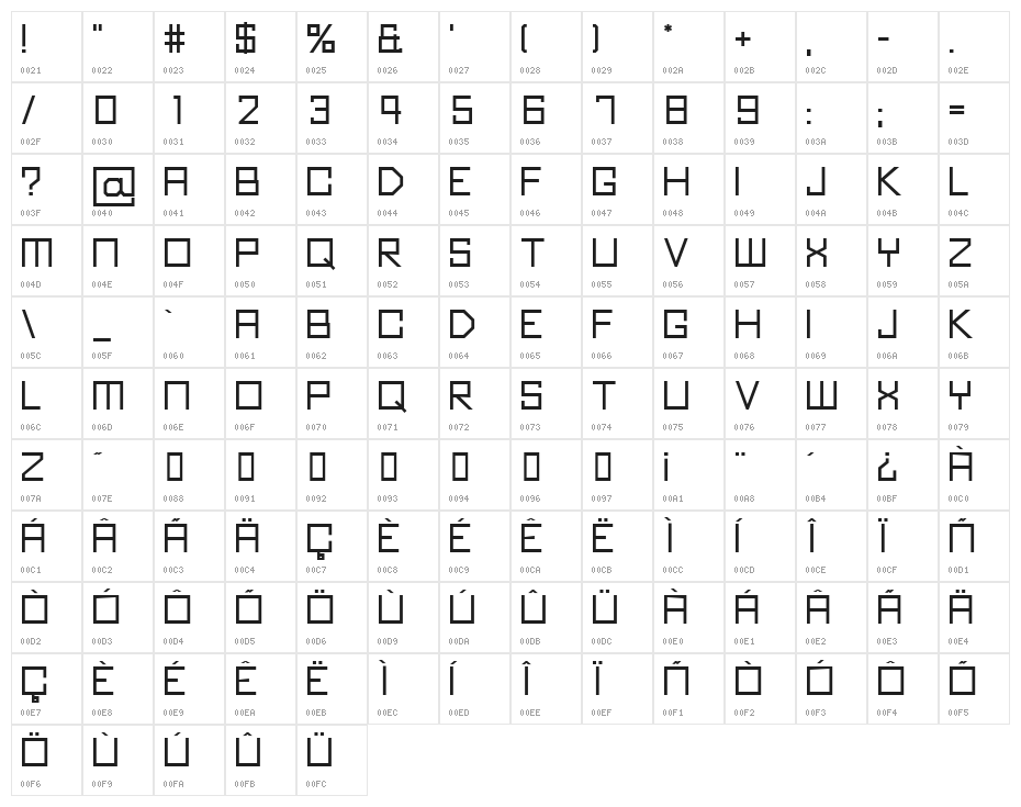Kubus Bold Character Map
