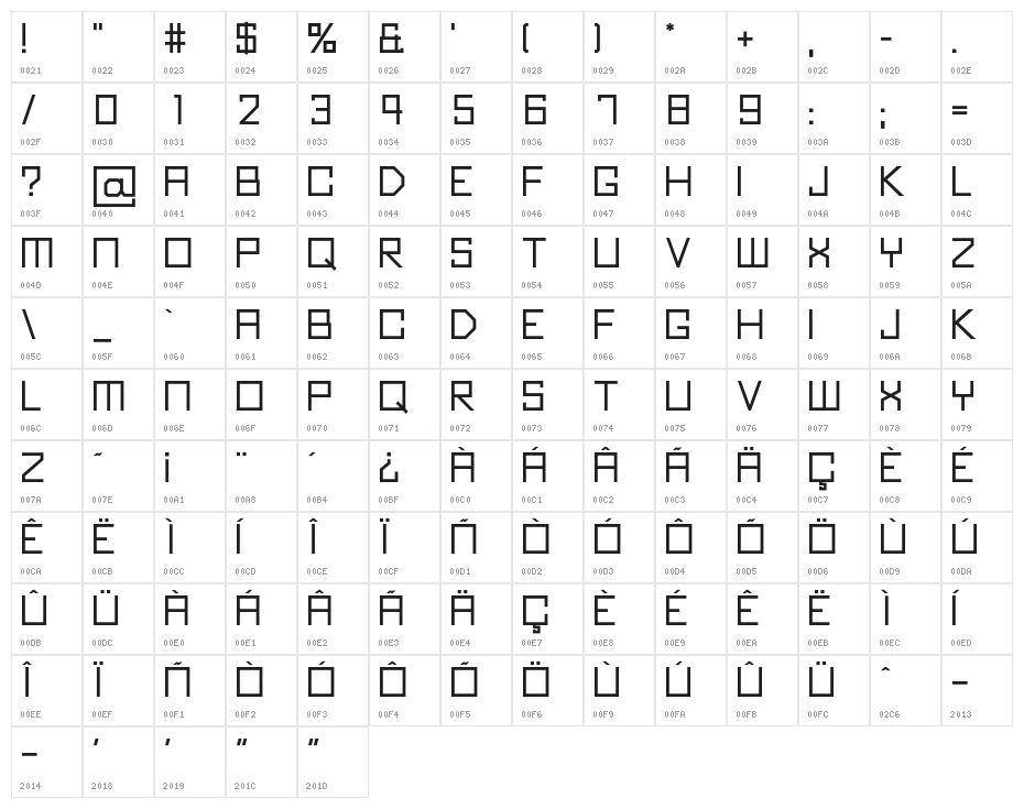 Kubus-Bold Character Map