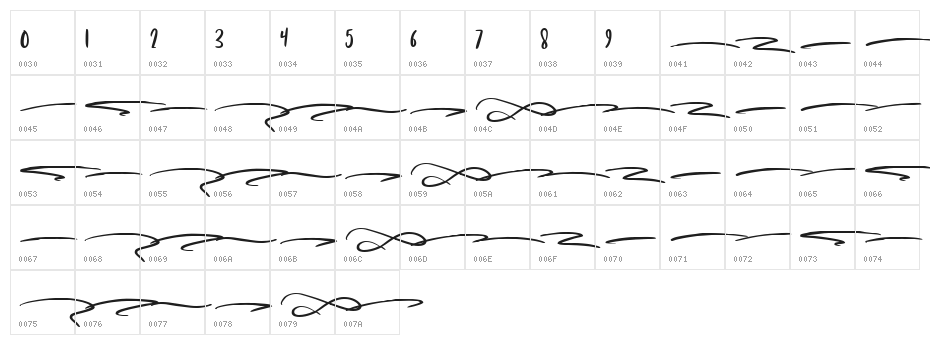 Kudofun Swash Character Map