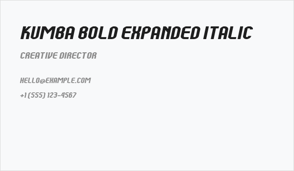 Kumba Bold Expanded Italic Business Card